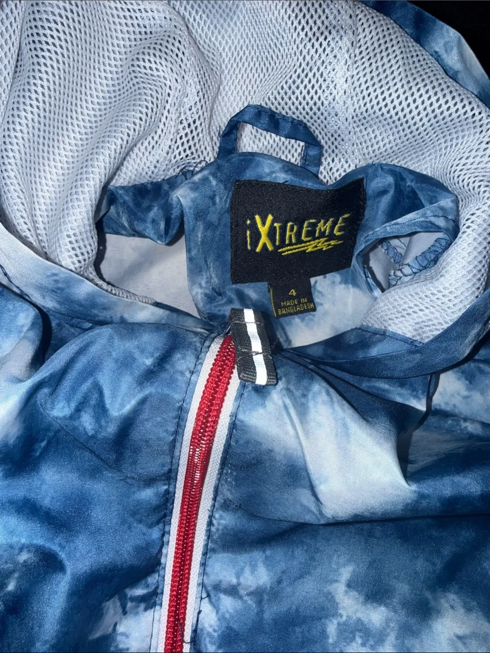 Blue Tie-Dye Hooded Windbreaker Jacket
